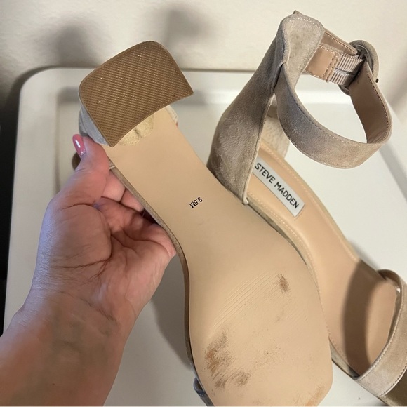 Steve Madden Reverie suede Sandals, chunky heel, nude, size 9.5, like new! - Picture 6 of 11